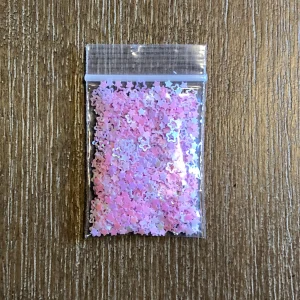 28# 29# 157# and 158# Pastel open star, heart, plum flower glitter 1tsp (set of 4 one each) - Image 3