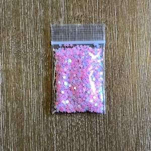 28# 29# 157# and 158# Pastel open star, heart, plum flower glitter 1tsp (set of 4 one each) - Image 2
