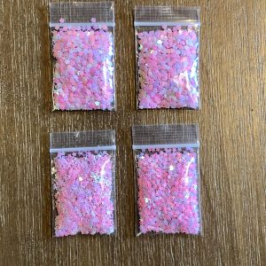 28# 29# 157# and 158# Pastel open star, heart, plum flower glitter 1tsp (#29 Open Stars)