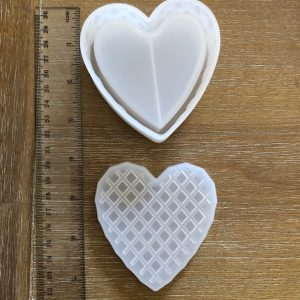 x NEW Large Heart Trinket box Mold with Lid 2pc set