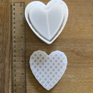 x NEW Large Heart Trinket box Mold with Lid 2pc set
