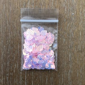 65# Pink iridescent sea shell confetti glitter 1tsp