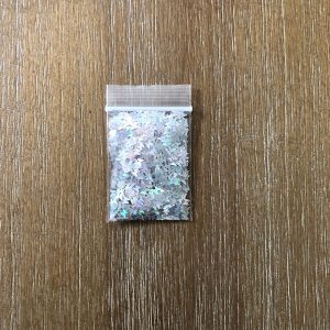 134# Holographic Silver Butterfly glitter 1tsp