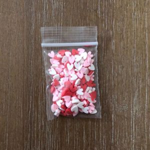 14# Heart Clay Slices Red White and Pink mix Embellishments 5g