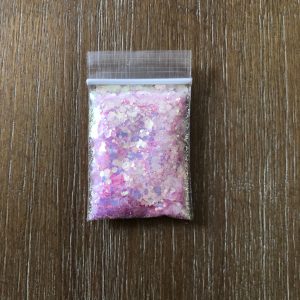 167# mix size hexagon iridescent light pink glitter 1tsp