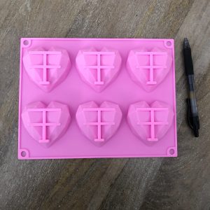 x Large 6 cavity geometric heart silicone mold