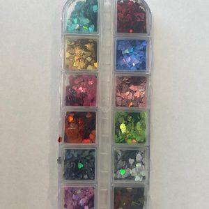 x Heart Sequins Assorted Glitter 12 piece Boxed Set