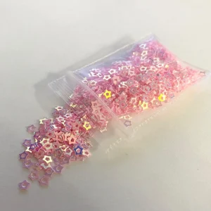 106# Pink Hollow Star glitter spangles 1tsp - Image 2