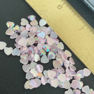 Pearl iridescent heart flatback 50 pcs (White) - Image 3
