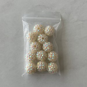 12pcs 14mm cream white Rhinestone Beads #22