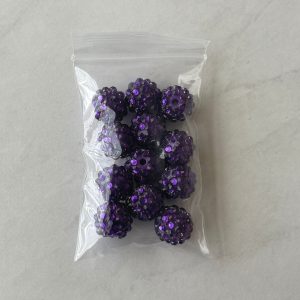 12pcs 14mm Purple Rhinestone Beads #22