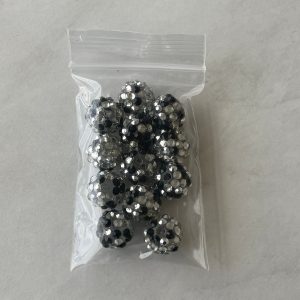 12pcs 14mm black silver Rhinestone Beads #78