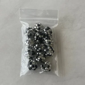 12pcs 14mm black silver Rhinestone Beads #78