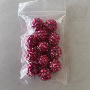 12pcs 14mm magenta pink Rhinestone Beads #22