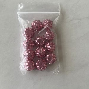 12pcs 14mm pink Rhinestone Beads #78