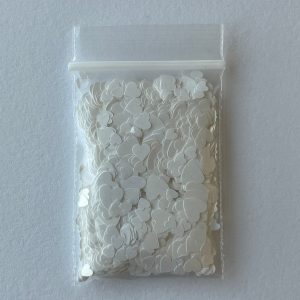 226# White Heart Mix size thin confetti glitter 1tsp