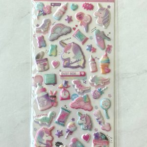 C96 Unicorn puffy glitter sticker sheet