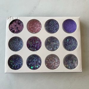 Purple sequins assorted glitter 12pc boxed set