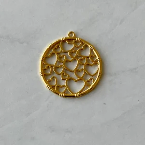Alternative view of Open bezel round heart pendant