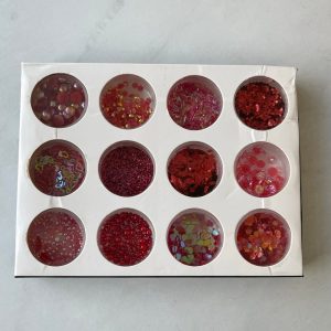 Red sequins assorted glitter 12pc boxed set