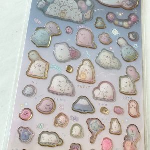 B344-B345 2022 New Sumikko Gurashi sticker sheet clear jelly gold outline (Left - B344) - Image 3