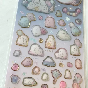 B344-B345 2022 New Sumikko Gurashi sticker sheet clear jelly gold outline (Left - B344) - Image 3