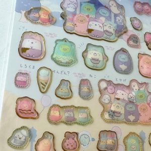 B344-B345 2022 New Sumikko Gurashi sticker sheet clear jelly gold outline (Left - B344) - Image 5