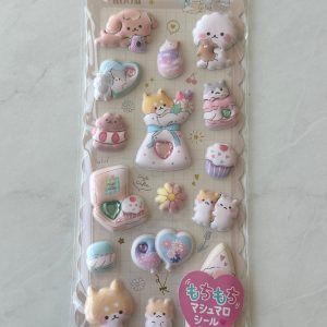 B236-B237 2022 Marshmallow Seal Puffy sticker sheet with gem embellishments (Left - Blue) - Image 3