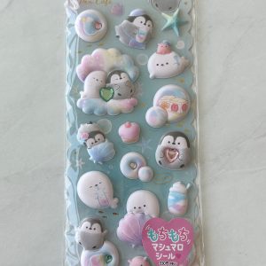 B236-B237 2022 Marshmallow Seal Puffy sticker sheet with gem embellishments (Left - Blue) - Image 2