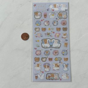 B122-B123 2022 Rilakkuma Sticker Sheet Gold accents (Right - Blue B123) - Image 3