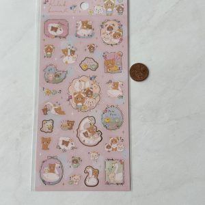 B122-B123 2022 Rilakkuma Sticker Sheet Gold accents (Right - Blue B123) - Image 2