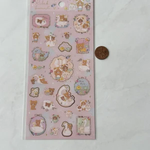 B122-B123 2022 Rilakkuma Sticker Sheet Gold accents - Image 2