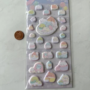 B183-B184 New Sumikkogurashi Puffy Sticker Sheet - Image 2