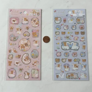 B122-B123 2022 Rilakkuma Sticker Sheet Gold accents