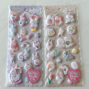 B304-B305 2023 Marshmallow Seal Puffy sticker sheet with gem embellishments (Left - Purple B305)