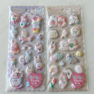 B304-B305 2023 Marshmallow Seal Puffy sticker sheet with gem embellishments (Right - Brown B304)