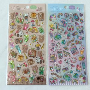 B329-B330 Melty Couleur Puffy Iridescent Pearl Sticker Sheet (Right - Rainbow B329)