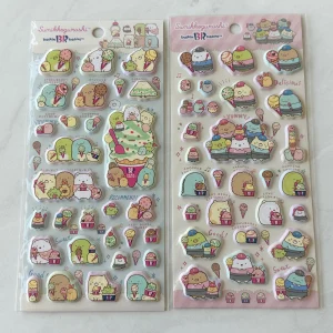 B342-B343 2023 Sumikkogurashi Puffy Sticker Sheet Ice Cream (Right - Pink B342)