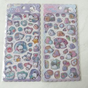 A36-A37 Jelly Sticker Sheet glitter accents (Left - Panda A36)