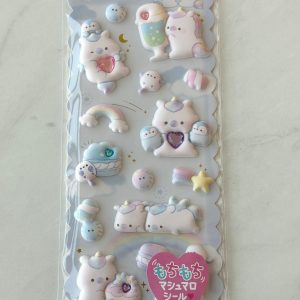 A112 Marshmallow Seal Puffy sticker sheet with gem embellishments