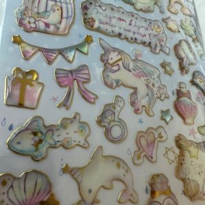 Unicorn sticker sheet with gold accents - Image 2