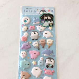 A150-A151 Marshmallow Seal Puffy sticker sheet with gem embellishments (Left - Blue A151) - Image 3
