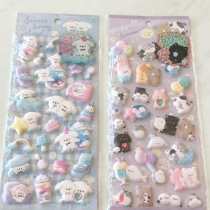 A152-A153 Marshmallow Seal Puffy sticker sheet with gem embellishments (Right - Purple A152)