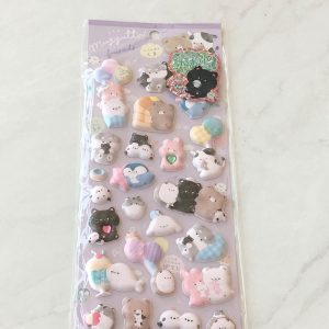 A152-A153 Marshmallow Seal Puffy sticker sheet with gem embellishments (Right - Purple A152) - Image 3