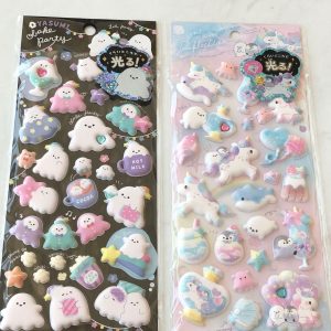 A148-A149 Marshmallow Seal Puffy sticker sheet with gem embellishments (Right - Pink A148)