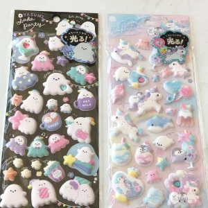 A148-A149 Marshmallow Seal Puffy sticker sheet with gem embellishments