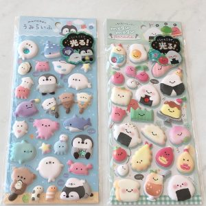 A150-A151 Marshmallow Seal Puffy sticker sheet with gem embellishments (Left - Blue A151)