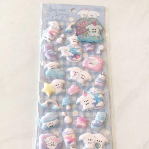 A152-A153 Marshmallow Seal Puffy sticker sheet with gem embellishments (Right - Purple A152) - Image 2