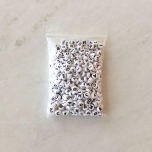 V Black and white Alphabet letter beads