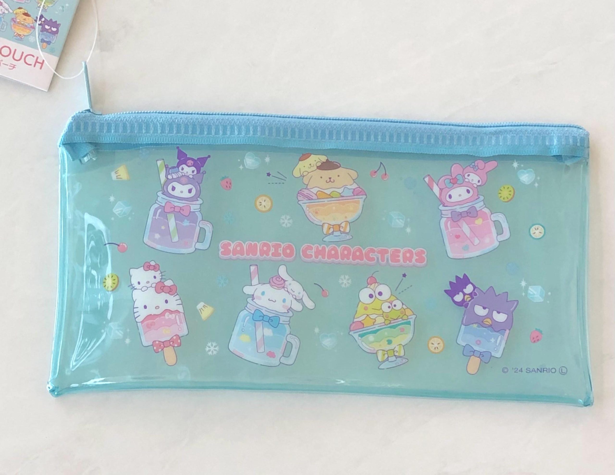 MLD Sanrio characters Plastic Glitter Pouch from Daiso